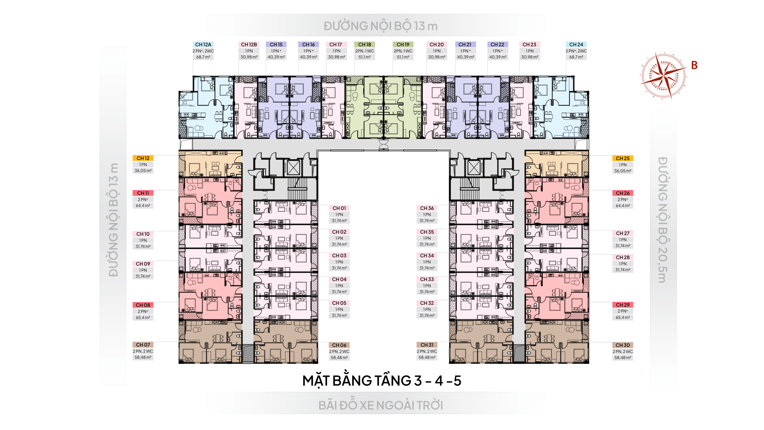 Mặt bằng Tầng 3-4-5